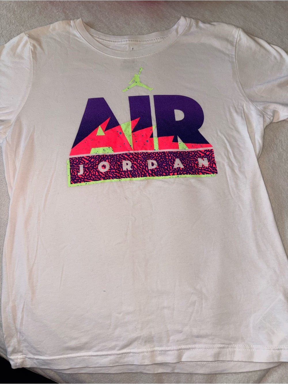 Jordan White Tee with Purple and Neon Accents